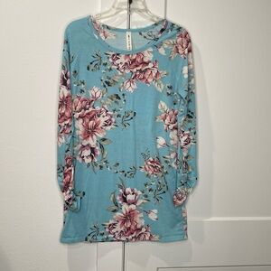 Blue and pink floral top